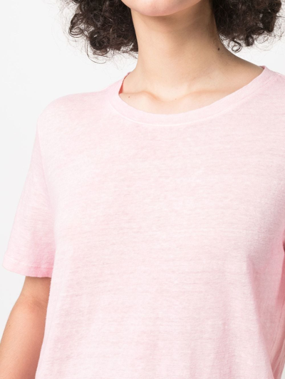 Shop Rodebjer Round-neck Linen T-shirt In Pink