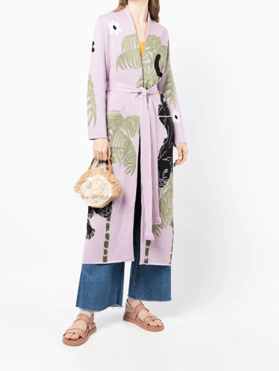 Hayley Menzies Prowling Panther Cotton Jacquard Duster Cardigan In Purple