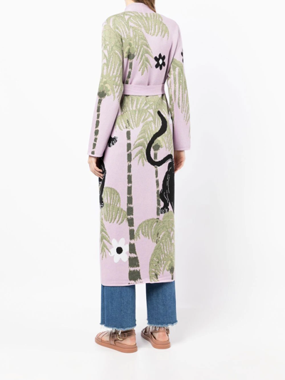 Hayley Menzies Prowling Panther Cotton Jacquard Duster Cardigan In Purple
