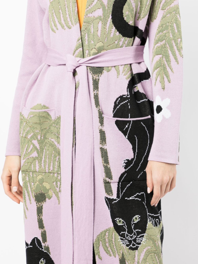 Hayley Menzies Prowling Panther Cotton Jacquard Duster Cardigan In Purple