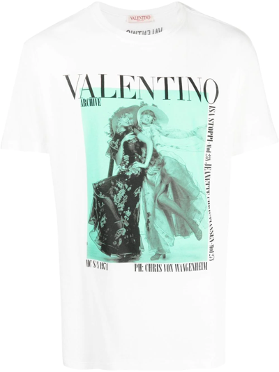 Shop Valentino Archive 1971 Cotton T-shirt In White