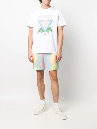 Casablanca Colour-block Drawstring Silk Shorts In Yellow