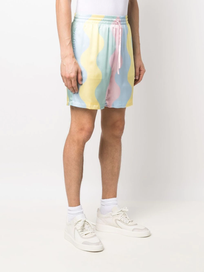 Casablanca Colour-block Drawstring Silk Shorts In Yellow