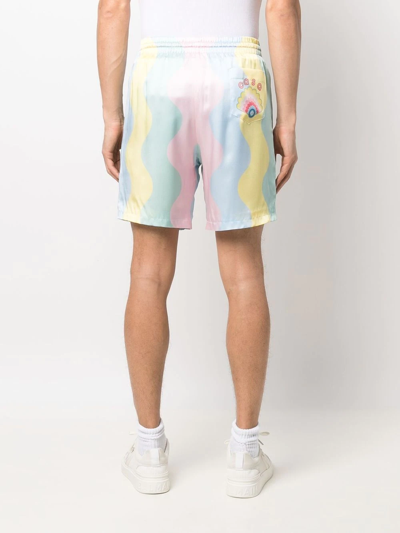 Casablanca Colour-block Drawstring Silk Shorts In Yellow