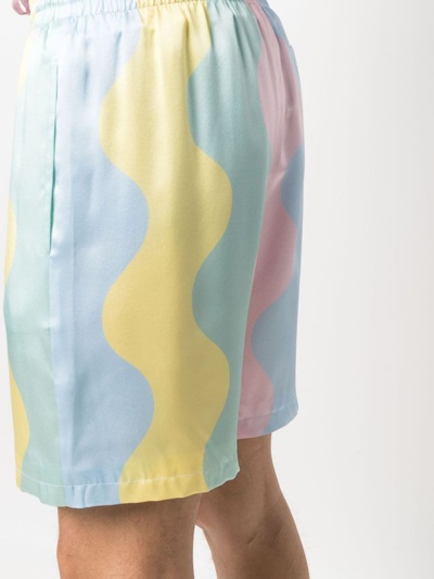 Casablanca Colour-block Drawstring Silk Shorts In Yellow