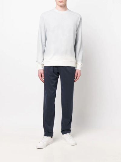 Shop Kiton Tapered Chino Trousers In Blue