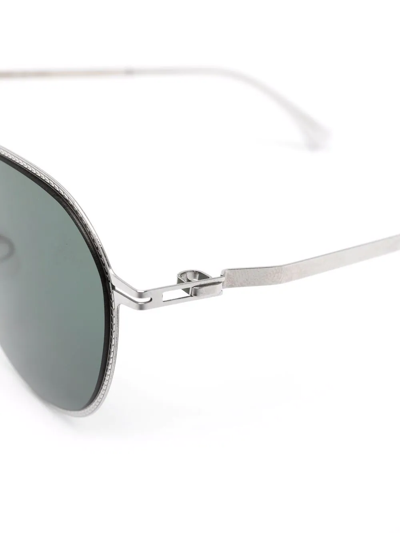 Shop Mykita Round-frame Green-tinted Sunglasses In Silver
