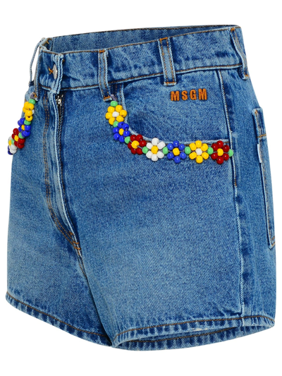 Shop Msgm Blue Cotton Shorts