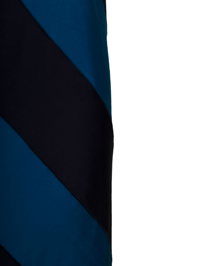Shop Marni Womans Striped Viscose Long Asymmetrical Dress In Blu