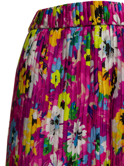 Shop Msgm Womans Multicolor Floral Pleated Pants