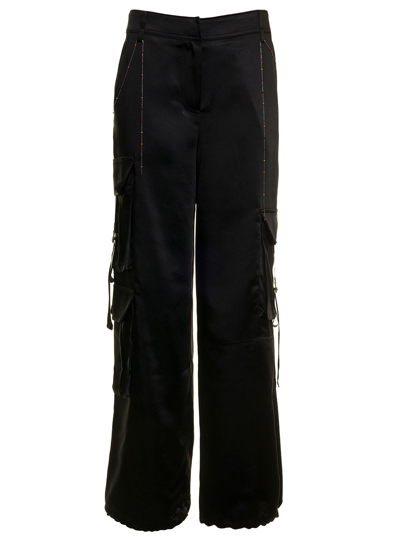 Shop Andersson Bell Womans Inna Black Satin Cargo Pants With Belt