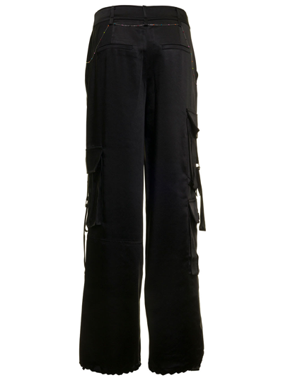 Shop Andersson Bell Womans Inna Black Satin Cargo Pants With Belt