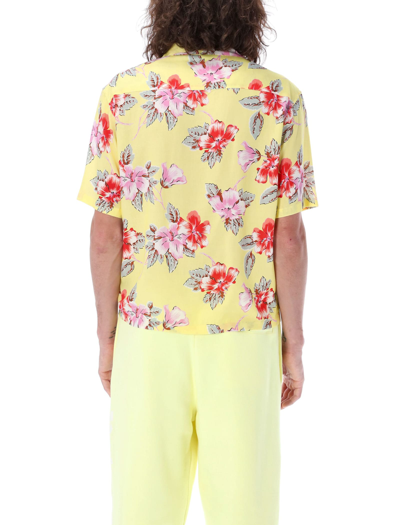 Shop Palm Angels Hibiscus Bowling Shirt In Yellow Flowers