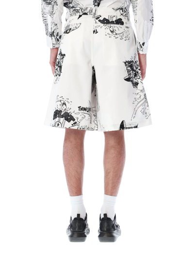Shop Comme Des Garçons Shirt Bermuda Shorts Marclay Print In Print A White