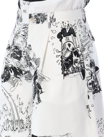 Shop Comme Des Garçons Shirt Bermuda Shorts Marclay Print In Print A White