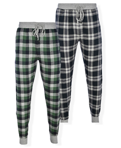 Shop Hanes Men's 2pk Flannel Jogger Pajama Pants In Dark Green