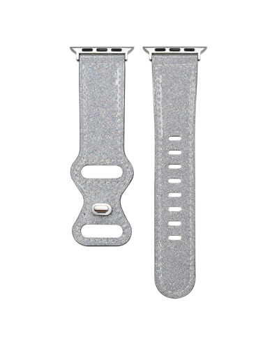 Posh Tech Callie Silver-tone Glitter Genuine Leather Band For Apple Watch, 42mm-44mm In Silver-tone Glitter