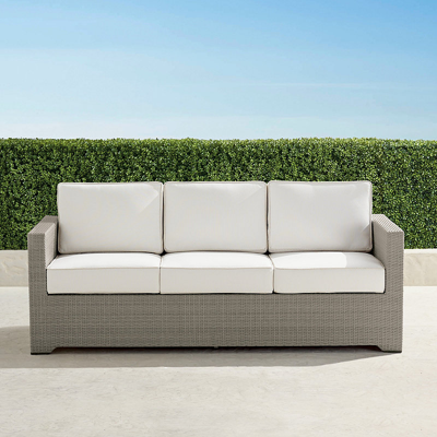 Frontgate Small Palermo Sofa With Cushions In Dove Finish