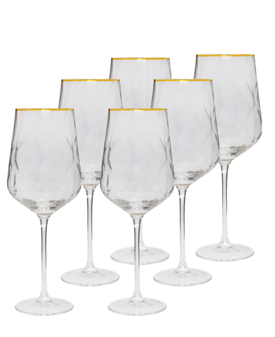 Shop Classic Touch Water Glasses With Rim, Set Of 6 In Gold-tone