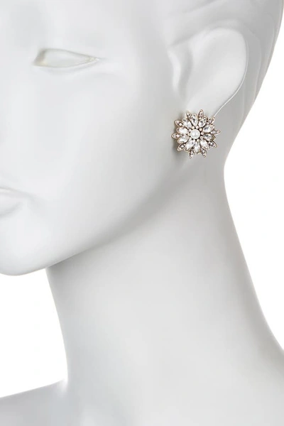 Shop Olivia Welles Renae Crystal & Imitation Pearl Flower Stud Earrings In Burnished Gold-clear