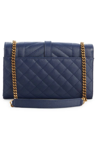 Shop Saint Laurent Small Monogramme Matelassé Quilted Calfskin Shoulder Bag In Blue Charron