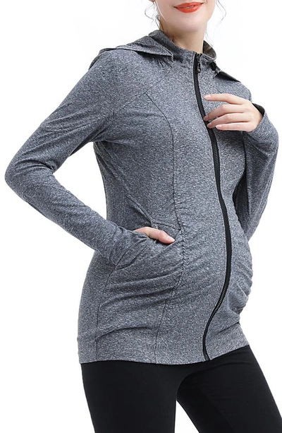 Kimi And Kai Jojo Performance Maternity Jacket In Dark Heather Gray