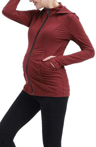 Kimi And Kai Jojo Performance Maternity Jacket In Maple Red