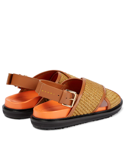 Shop Marni Fussbett Raffia Sandals In Raw Siena/dust Apricot