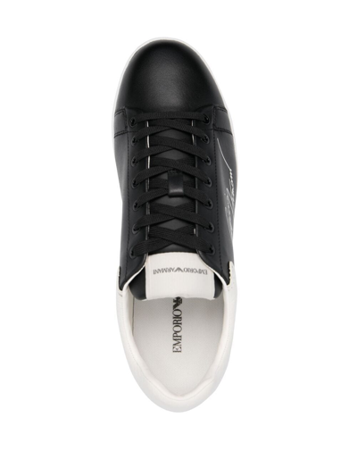 Shop Emporio Armani Leather Sneakers
