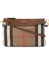 BURBERRY BURBERRY HOUSE CHECK AND LEATHER CLUTCH BAG - BROWN,397537411057039