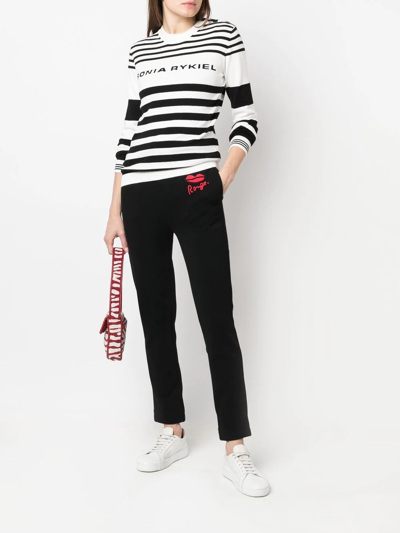 Shop Sonia Rykiel Striped Logo-jacquard Sweater In White