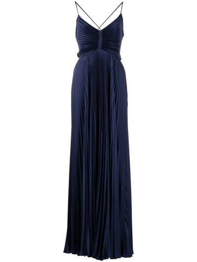 Shop A.l.c Aries Pleated Maxi Dress In Blau
