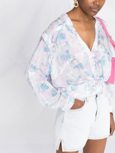 Iro Floral-print V-neck Blouse In Rosa