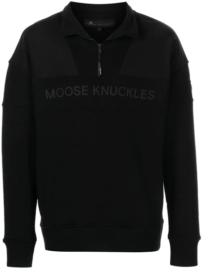 Shop Moose Knuckles North Palm Zipped Sweatshirt In Black
