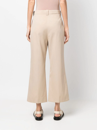 Shop Lanvin Cropped Flared-leg Trousers In Neutrals