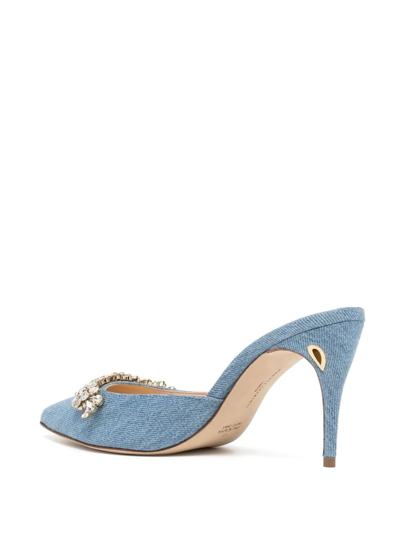 Jennifer Chamandi Crown Jewel Mules In Blau
