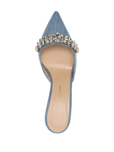 Shop Jennifer Chamandi Crown Jewel Mules In Blau