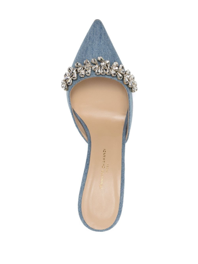 Jennifer Chamandi Crown Jewel Mules In Blau