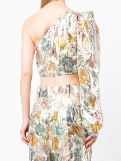 Shop Hayley Menzies Shimmering Bonita Silk Jacquard Top In Mehrfarbig
