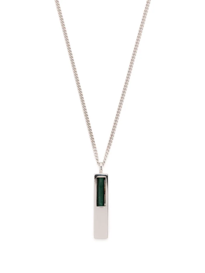Shop Tom Wood Cube Pendant Malachite Necklace In Silber