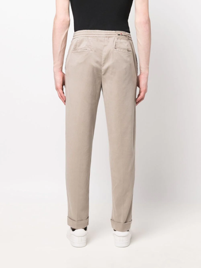 Shop Kiton Tapered Chino Trousers In Nude