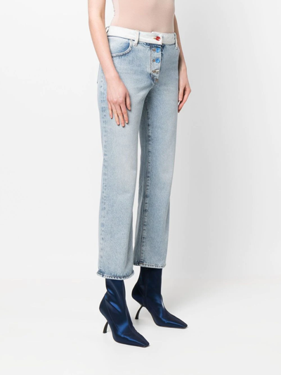 Shop Off-white Mid-rise Flared Jeans In Blau
