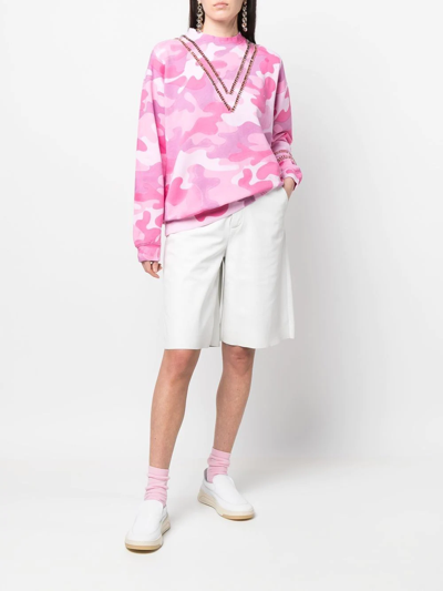 Collina Strada Camouflage-print Crystal-embellished Sweatshirt In Rosa