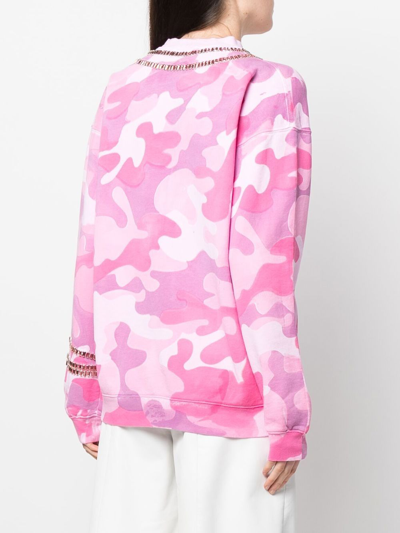 Collina Strada Camouflage-print Crystal-embellished Sweatshirt In Rosa