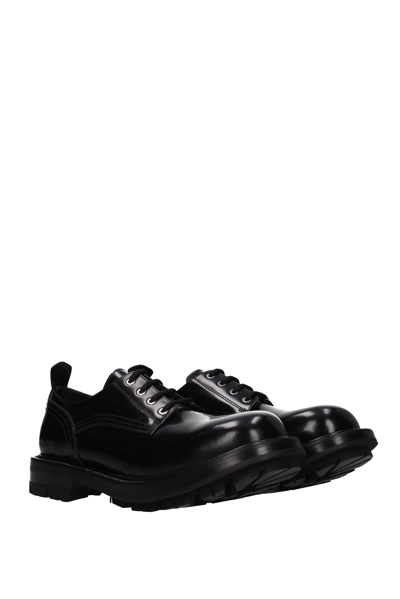 Shop Alexander Mcqueen Lace Up And Monkstrap Leather In Black