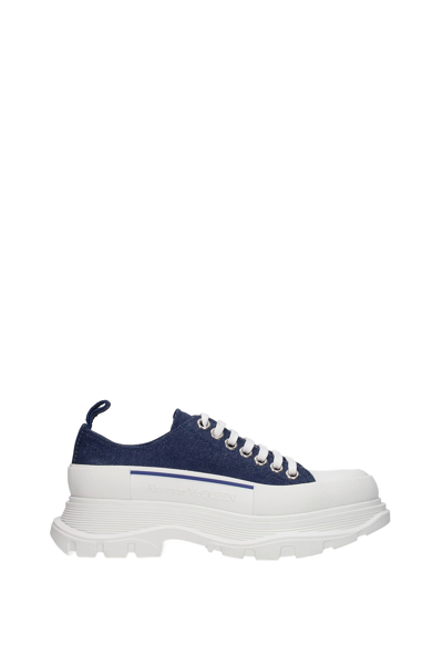 Shop Alexander Mcqueen Sneakers Fabric Denim In Blue