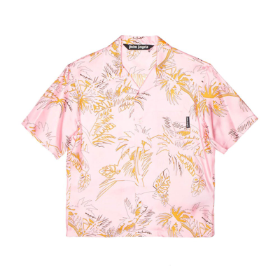 Shop Palm Angels Allover Printed Bowling Shirt In Pink
