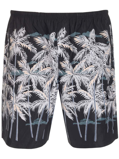 Shop Palm Angels Palm Printed Swim Shorts In Black