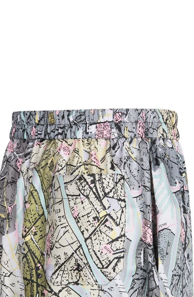 Shop Fendi Map Print Silk Pants In Rock