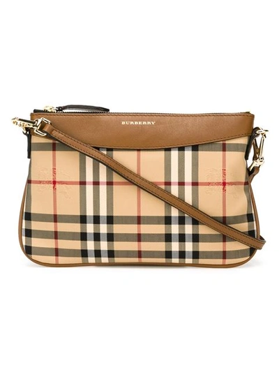 Burberry Peyton Horseferry Check Clutch Bag In Brown
